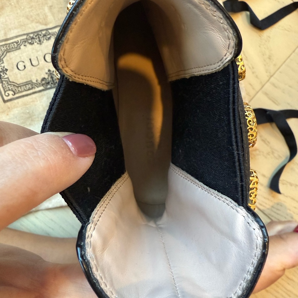 Gucci Calfskin Crystal GG Trip Chelsea Ankle Boots - Picture 7 of 8